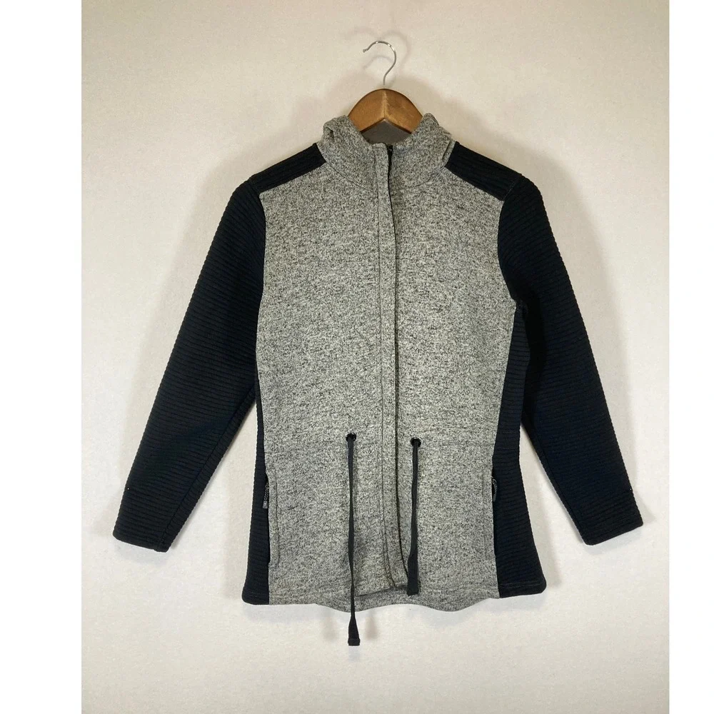 Gorpcore ZeroXposur Womens LG Charcoal Gray Hybrid Knit Quilted Full Zip Jacket